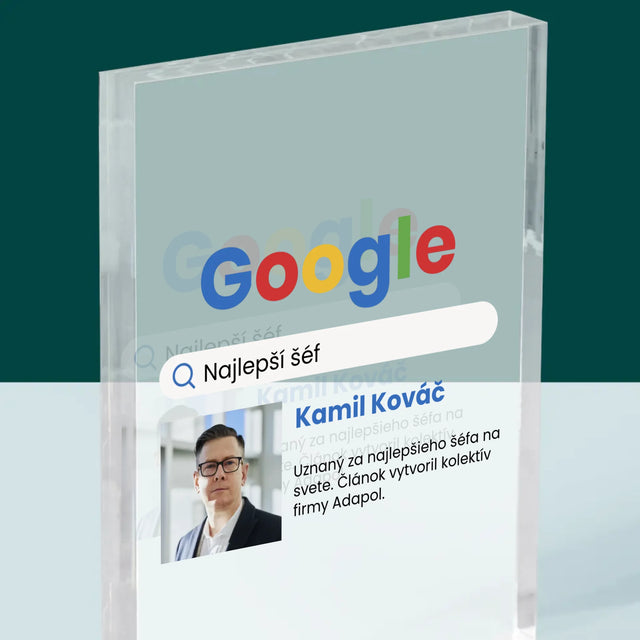 Fotografia A Podpis: Najlepší Šéf Výsledky Google - Akrylový Blok (Vertikálne)