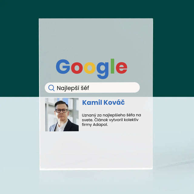 Fotografia A Podpis: Najlepší Šéf Výsledky Google - Akrylový Blok (Vertikálne)