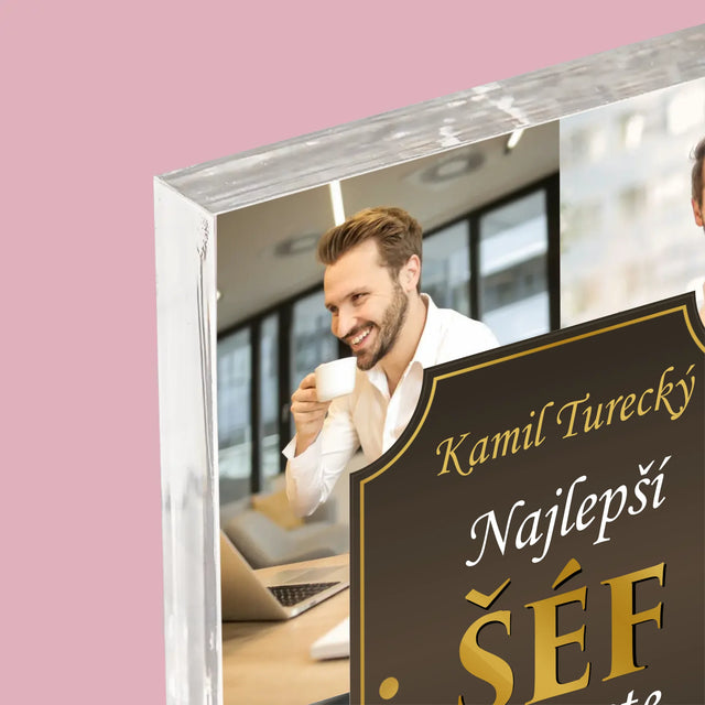 Fotokoláž: Najlepší Šéf Na Svete - Akrylový Blok (Vertikálne)