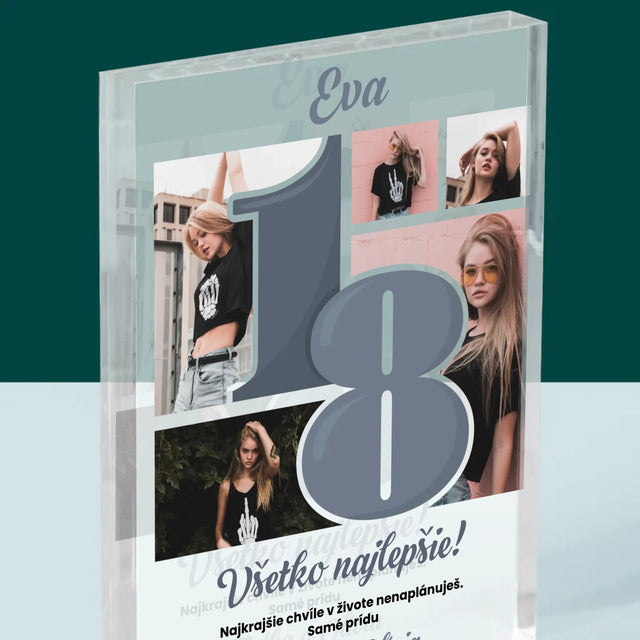 Fotokoláž: 18 Najkrajšie Chvíle - Akrylový Blok (Vertikálne)