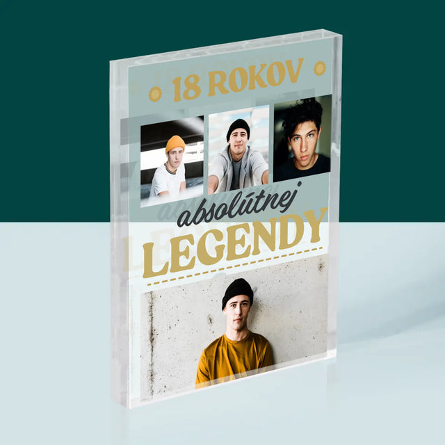 Fotokoláž: 18 Rokov Absolútnej Legendy - Akrylový Blok (Vertikálne)
