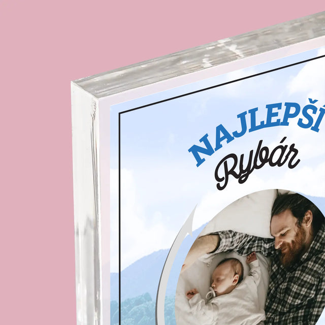 Fotografia A Podpis: Najlepší Rybár Otec - Akrylový Blok (Vertikálne)