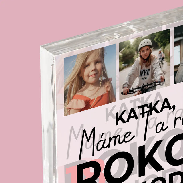 Fotokoláž: Máme Ťa Radi 18 Rokov - Akrylový Blok (Vertikálne)