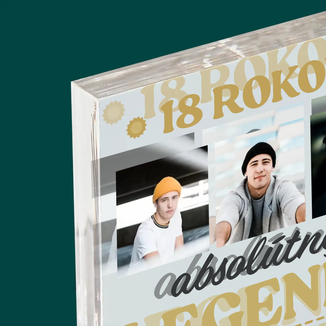 Fotokoláž: 18 Rokov Absolútnej Legendy - Akrylový Blok (Vertikálne)