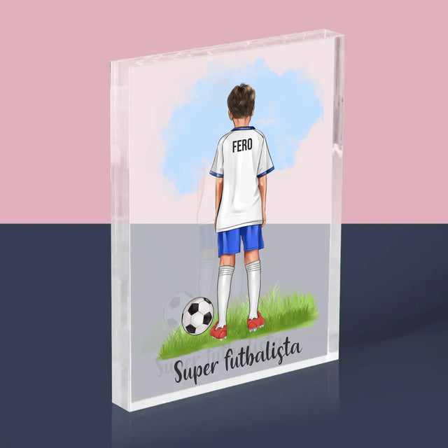 Tvorenie Postavy: Malý Futbalista - Akrylový Blok (Vertikálne)