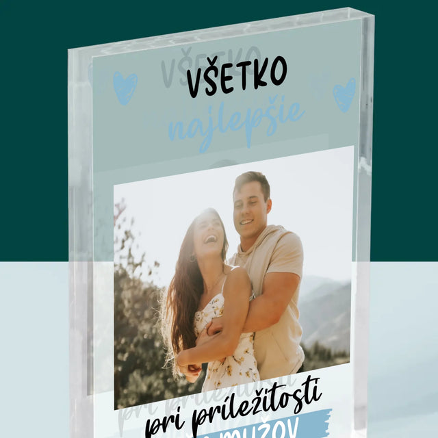 Fotografia A Podpis: Všetko Najlepšiu K Dňu Mužov - Akrylový Blok (Vertikálne)