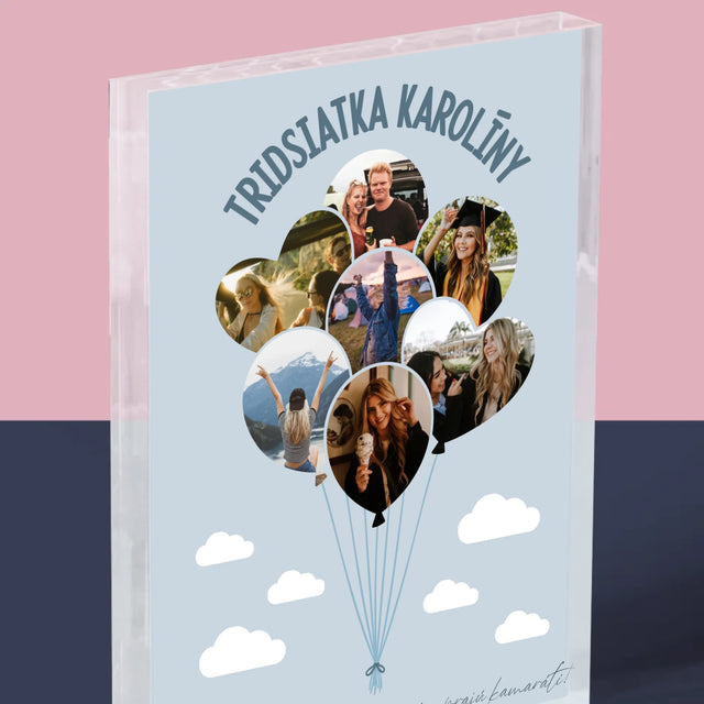 Tvar Z Fotografií: Tridsiatka Balóny - Akrylový Blok (Vertikálne)