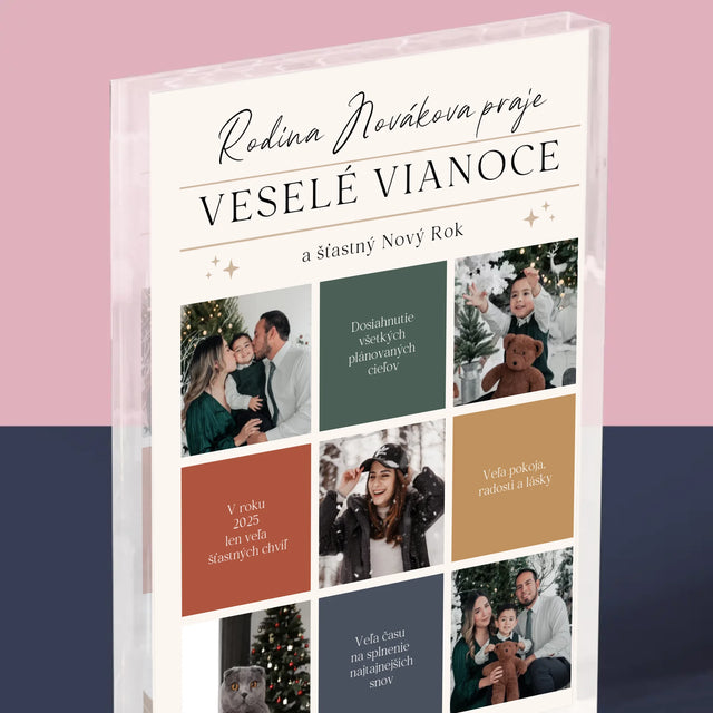 Fotokoláž: Veselé Vianoce Venovanie - Akrylový Blok (Vertikálne)