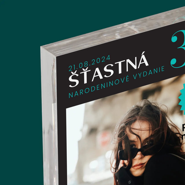 Obálka Časopisu: Šťastná 30 - Akrylový Blok (Vertikálne)