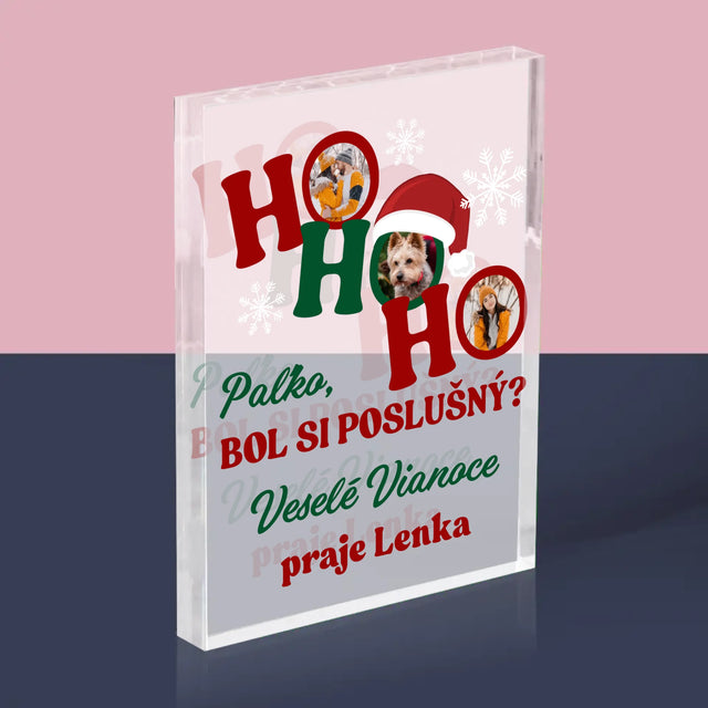 Fotokoláž: Ho Ho Ho - Akrylový Blok (Vertikálne)
