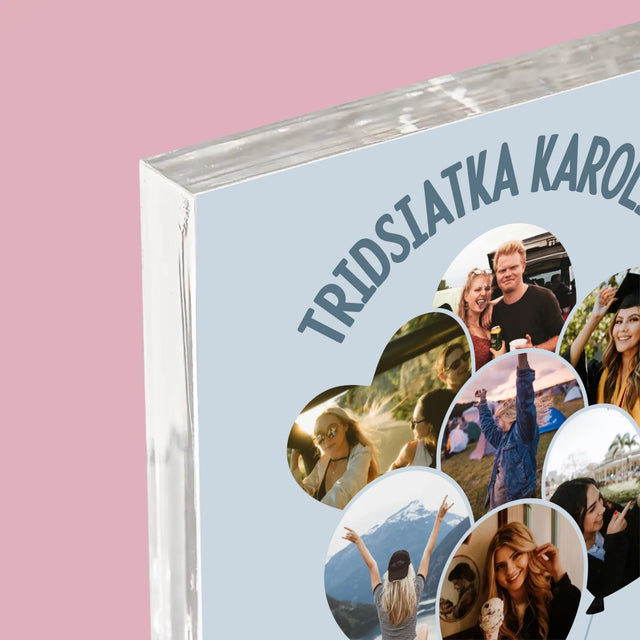 Tvar Z Fotografií: Tridsiatka Balóny - Akrylový Blok (Vertikálne)