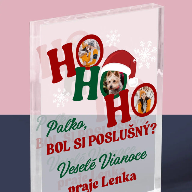 Fotokoláž: Ho Ho Ho - Akrylový Blok (Vertikálne)