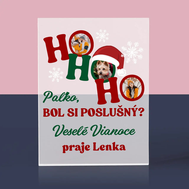 Fotokoláž: Ho Ho Ho - Akrylový Blok (Vertikálne)