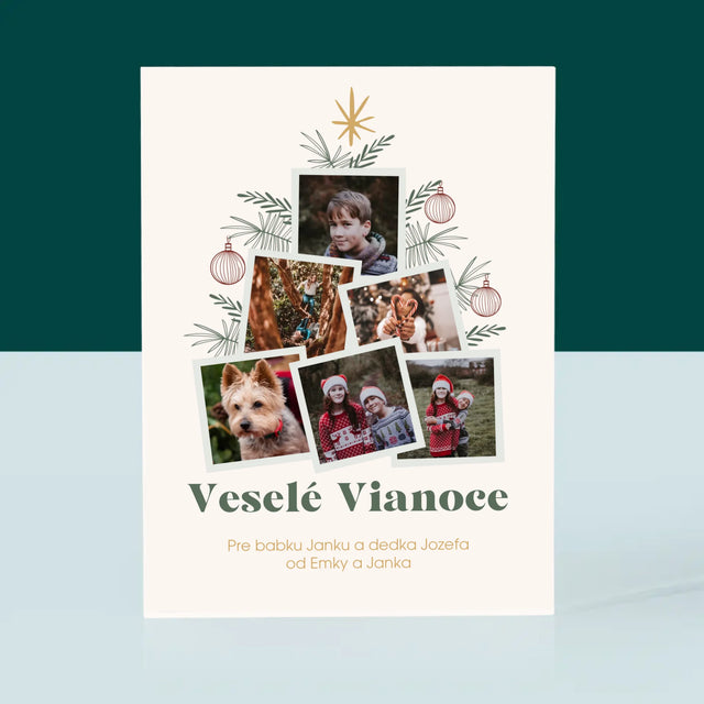 Fotokoláž: Vianočný Stromček - Akrylový Blok (Vertikálne)