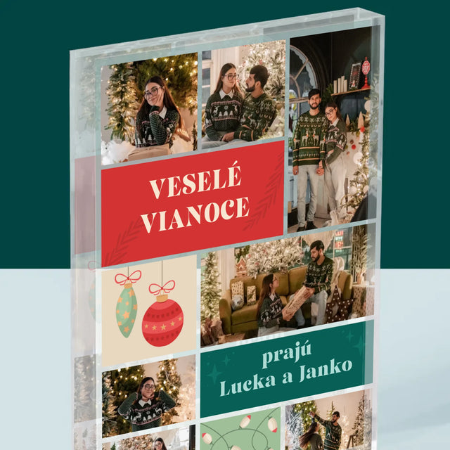 Fotokoláž: Vianočné Fotografie - Akrylový Blok (Vertikálne)