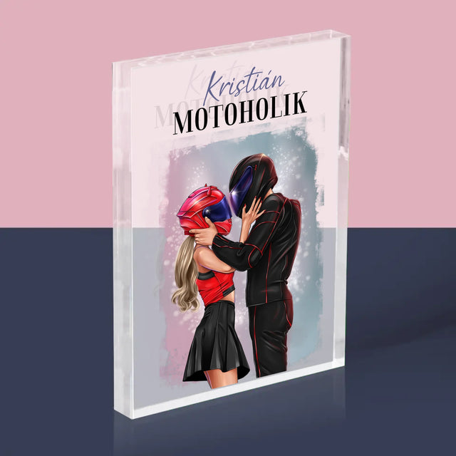 Tvorenie Postavy: Motoholik - Akrylový Blok (Vertikálne)