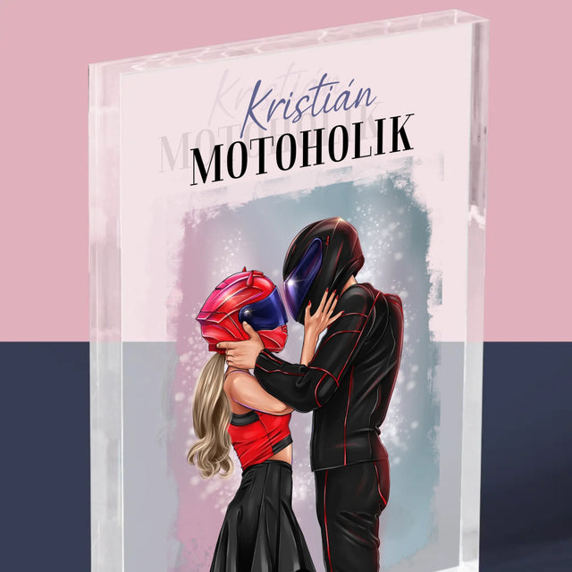 Tvorenie Postavy: Motoholik - Akrylový Blok (Vertikálne)