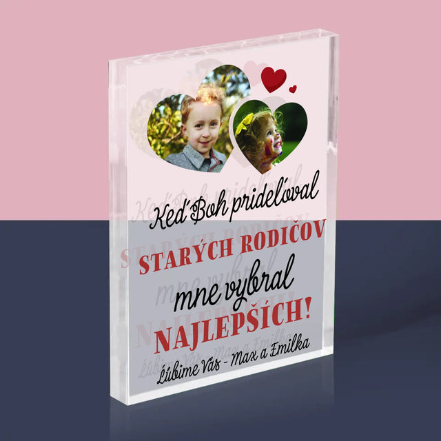Fotokoláž: Keď Boh Prideľoval Starých Rodičov - Akrylový Blok (Vertikálne)
