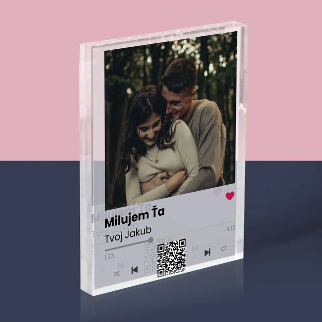 Fotografia A Podpis: Spotify S Qr Kódom - Akrylový Blok (Vertikálne)