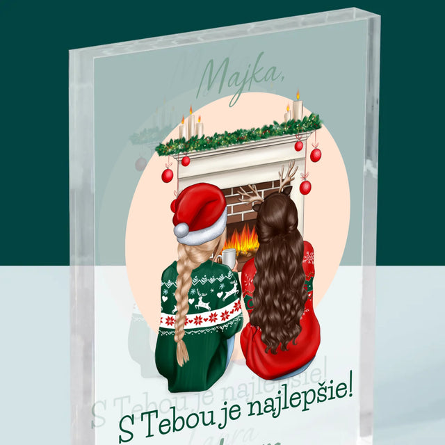 Tvorenie Postavy: Najlepšie Kamarátky Na Vianoce - Akrylový Blok (Vertikálne)