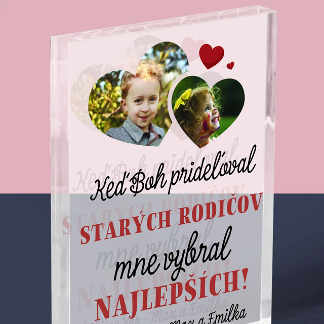 Fotokoláž: Keď Boh Prideľoval Starých Rodičov - Akrylový Blok (Vertikálne)