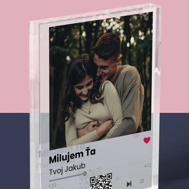 Fotografia A Podpis: Spotify S Qr Kódom - Akrylový Blok (Vertikálne)