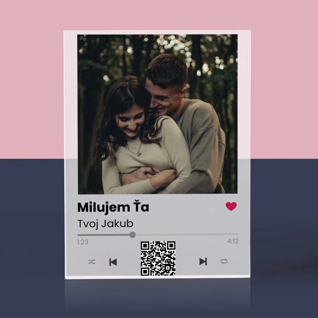 Fotografia A Podpis: Spotify S Qr Kódom - Akrylový Blok (Vertikálne)