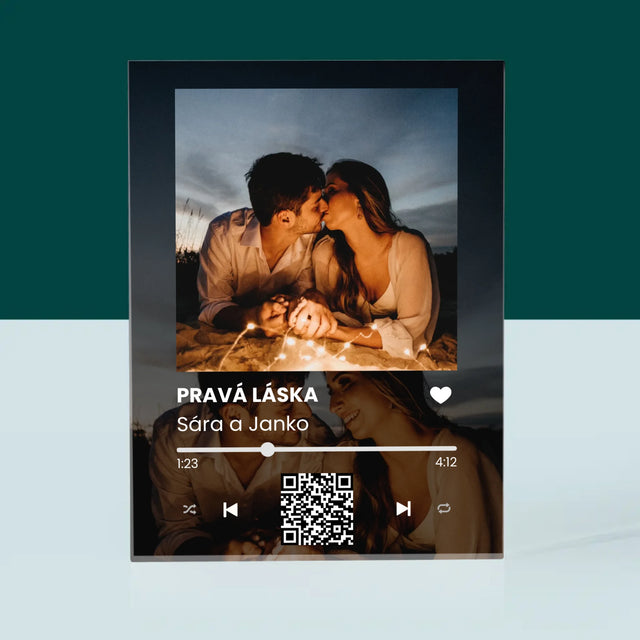 Fotografia A Podpis: Spotify S Tvojimi Fotografiami A Qr Kódom - Akrylový Blok (Vertikálne)
