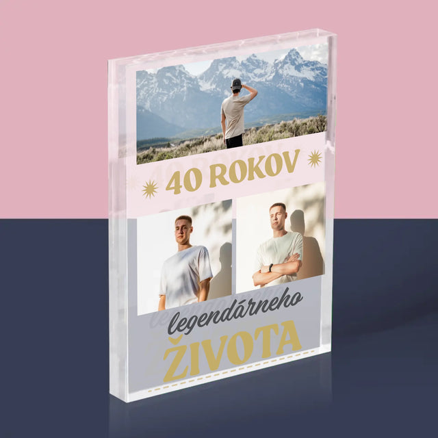 Fotokoláž: 40 Rokov Legendárneho Života - Akrylový Blok (Vertikálne)
