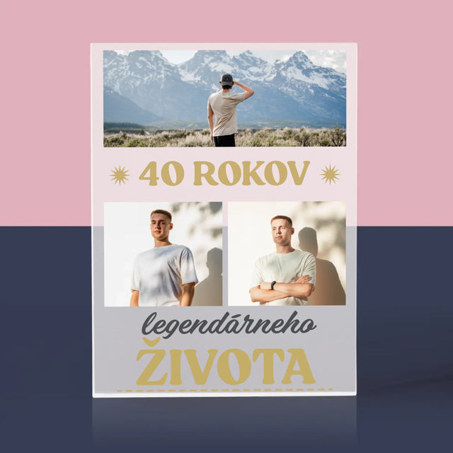Fotokoláž: 40 Rokov Legendárneho Života - Akrylový Blok (Vertikálne)