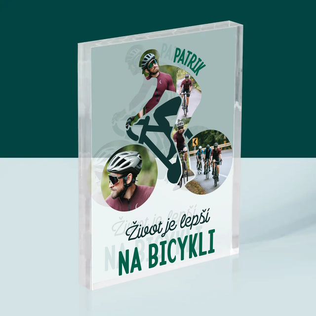 Tvar Z Fotografií: Život Je Lepší Na Bicykli - Akrylový Blok (Vertikálne)