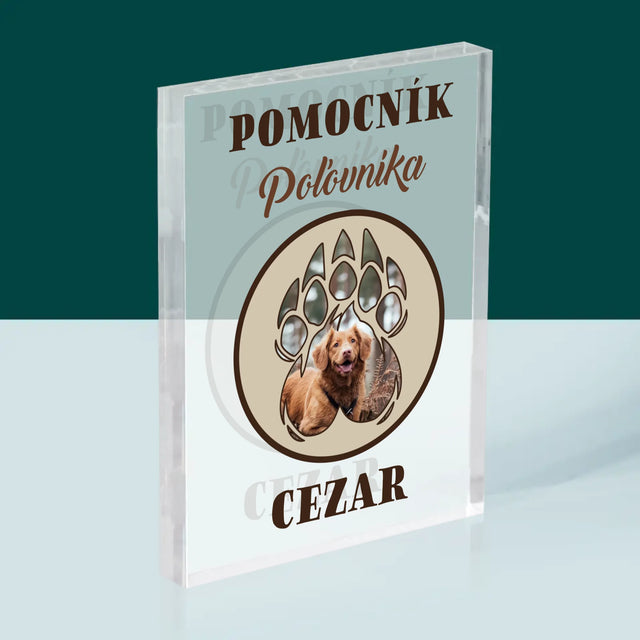 Tvar Z Fotografií: Pomocník Poľovníka - Akrylový Blok (Vertikálne)