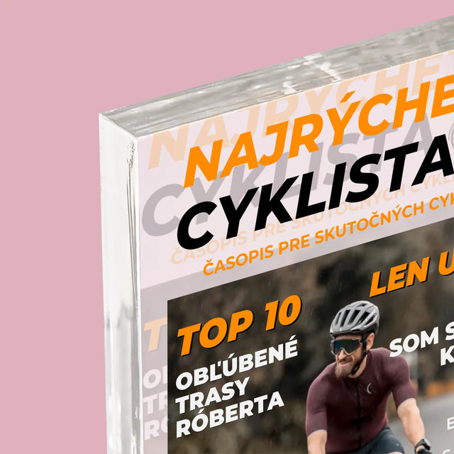 Obálka Časopisu: Najrýchlejší Cyklista - Akrylový Blok (Vertikálne)
