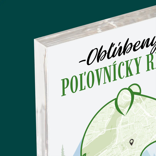 Mapa Mesta: Obľúbený Poľovnícky Revír - Akrylový Blok (Vertikálne)