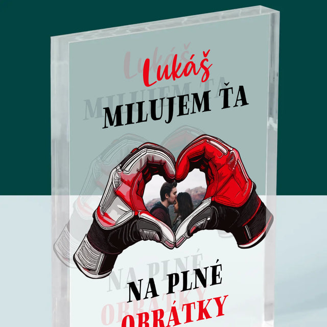 Fotografia A Podpis: Milujem Ťa Na Plné Obrátky - Akrylový Blok (Vertikálne)