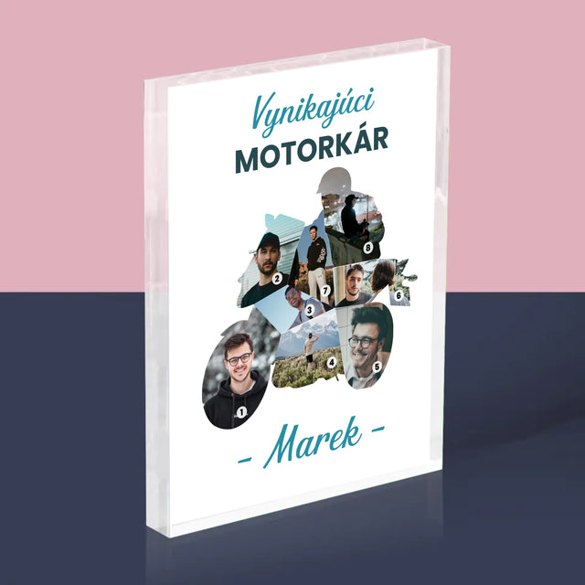 Tvar Z Fotografií: Vynikajúci Motorkár - Akrylový Blok (Vertikálne)