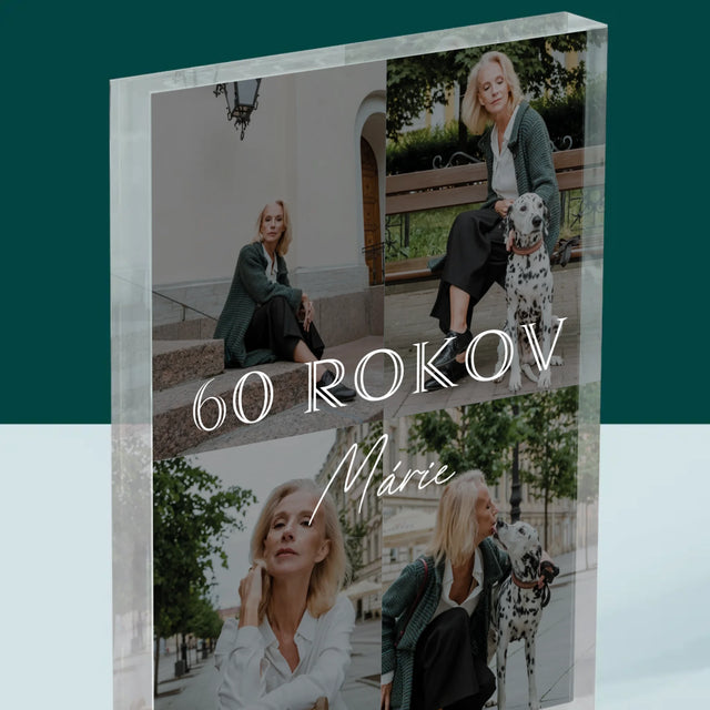 Fotokoláž: 60 Rokov Klasický - Akrylový Blok (Vertikálne)