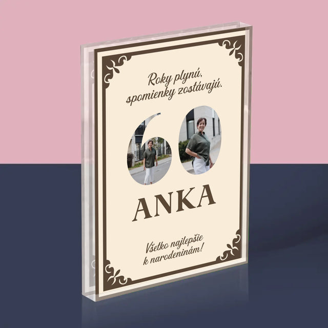 Slovo Z Fotografií: Roky Plynú - Akrylový Blok (Vertikálne)
