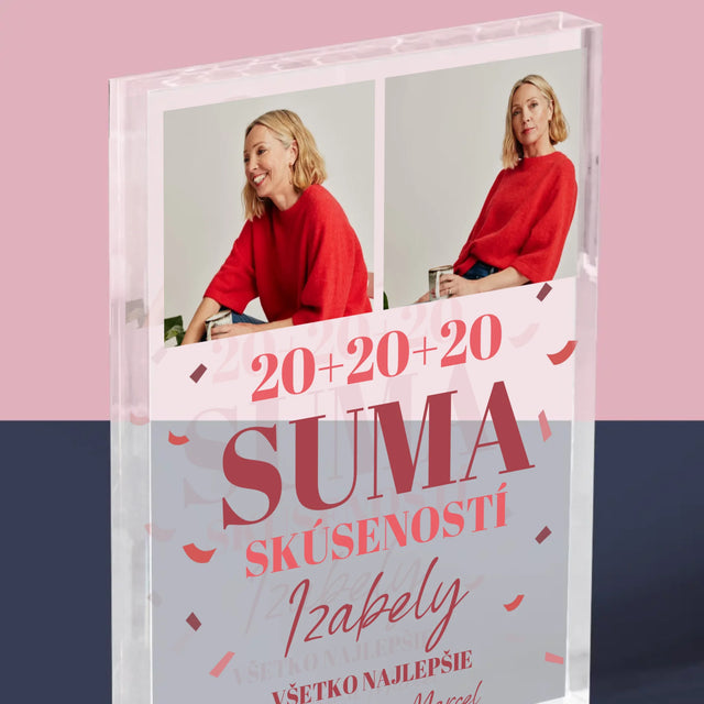 Fotokoláž: Suma Skúseností - Akrylový Blok (Vertikálne)