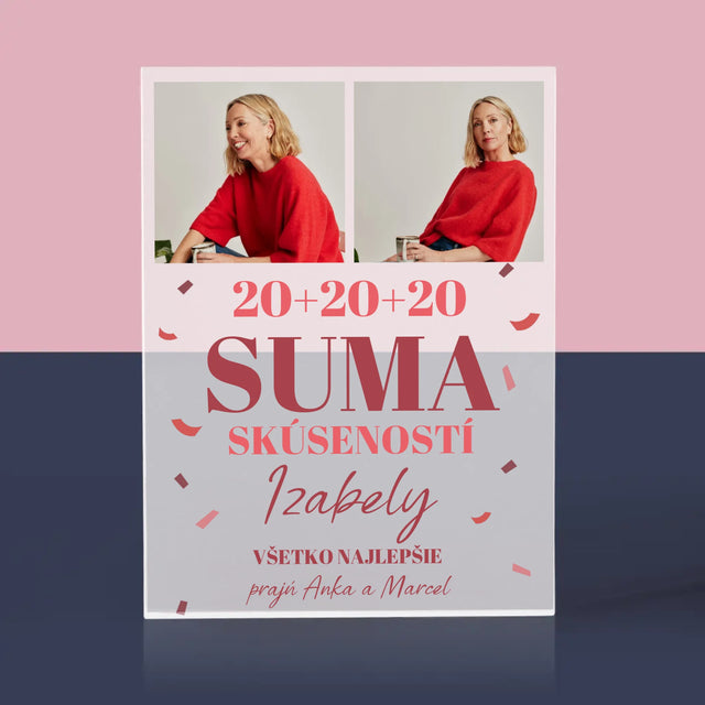 Fotokoláž: Suma Skúseností - Akrylový Blok (Vertikálne)