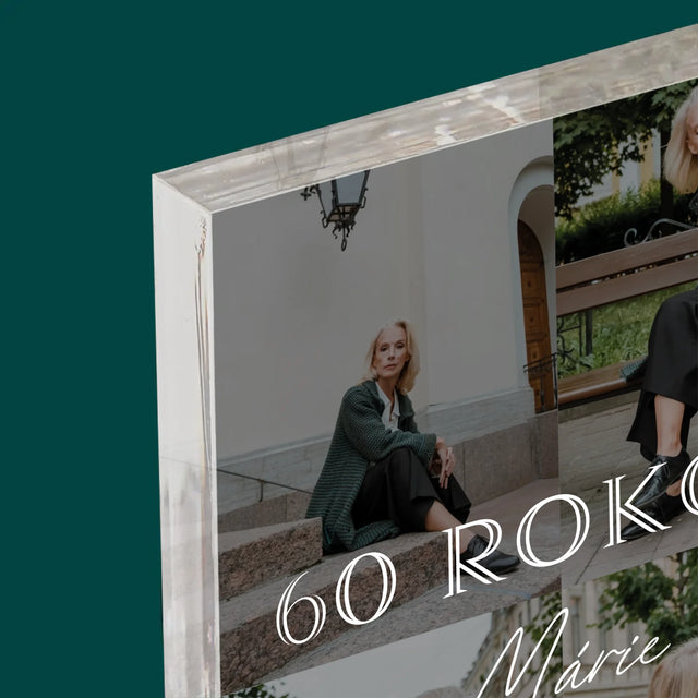 Fotokoláž: 60 Rokov Klasický - Akrylový Blok (Vertikálne)