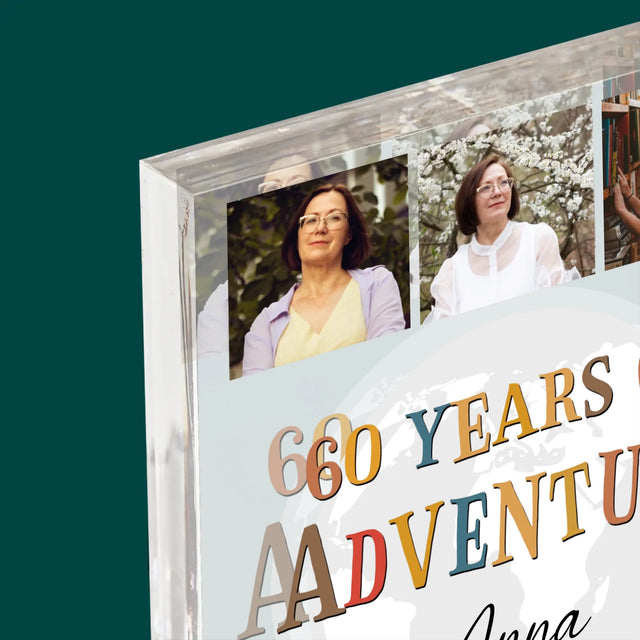 Fotokoláž: 60 Years Of Adventure - Akrylový Blok (Vertikálne)