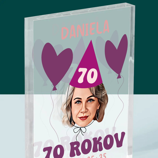 Tvoja Postava: Narodeninový Portrét - Akrylový Blok (Vertikálne)