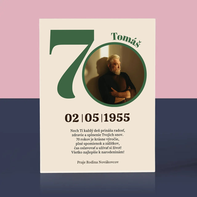 Fotografia A Podpis: 70. Narodeniny Venovanie - Akrylový Blok (Vertikálne)