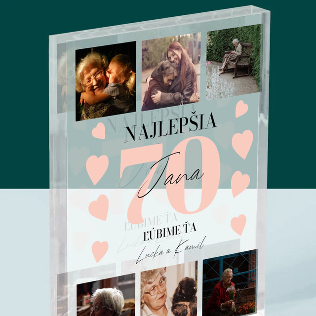 Fotokoláž: Najlepšia 70 - Akrylový Blok (Vertikálne)