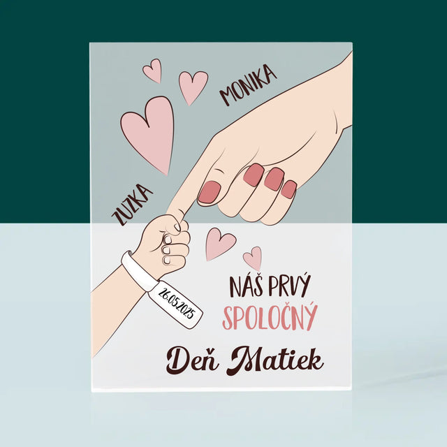 Meno A Podpis: Prvý Spoločný Deň Matiek - Akrylový Blok (Vertikálne)