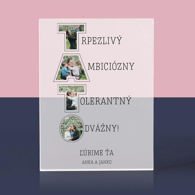 Slovo Z Fotografií: Prečo Ľúbim Ocka - Akrylový Blok (Vertikálne)