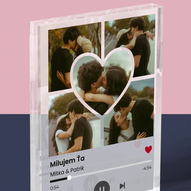 Fotokoláž: Spotify Fotografie Srdce - Akrylový Blok (Vertikálne)