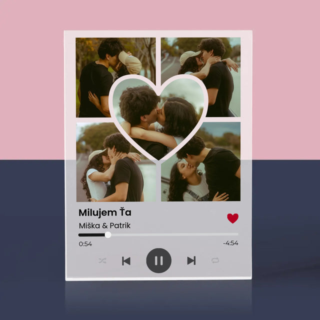 Fotokoláž: Spotify Fotografie Srdce - Akrylový Blok (Vertikálne)