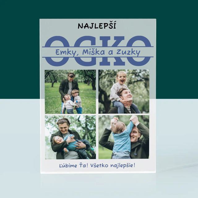 Fotokoláž: Najlepší Ocko Mená - Akrylový Blok (Vertikálne)